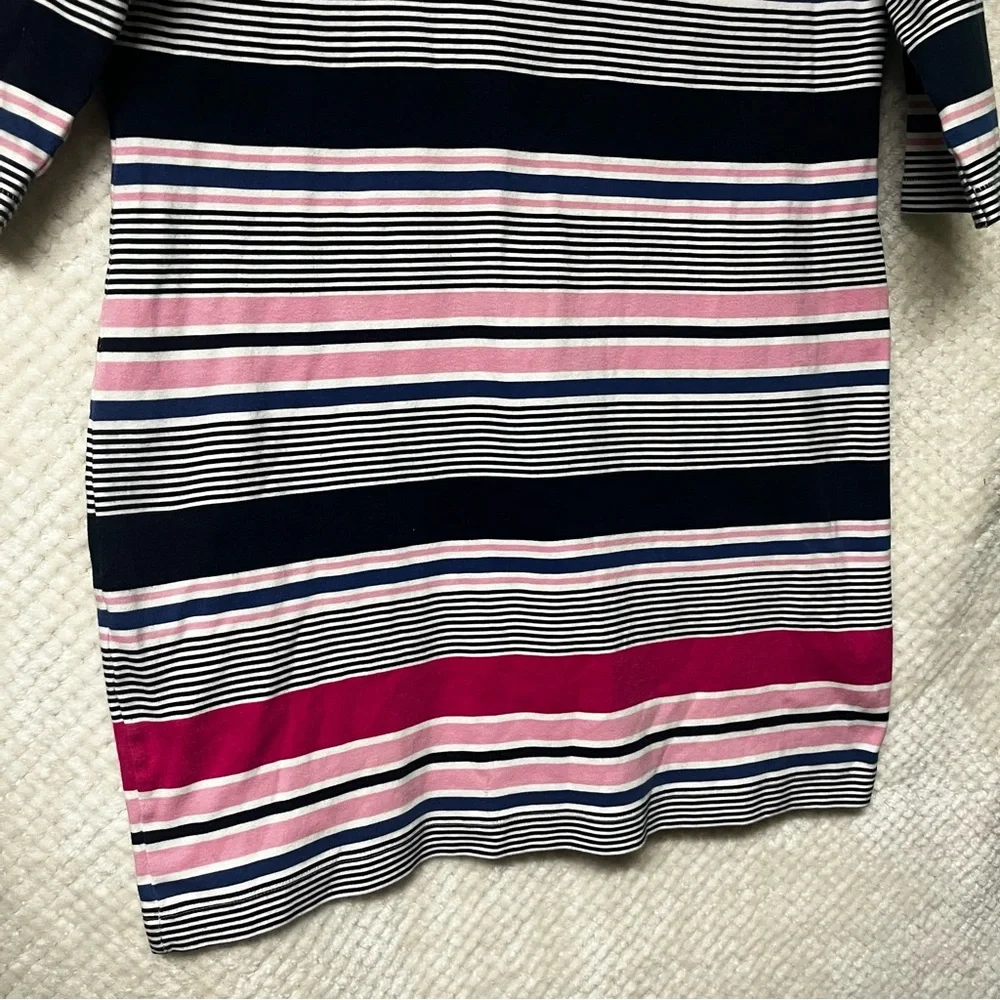 Talbots Womens Shift Dress 100% Cotton Nautical Striped Round Neck Casual Large - Picture 6 of 9